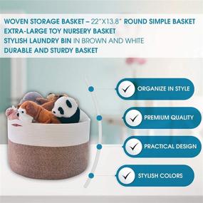 img 2 attached to 🧺 Vilerve – Extra-Large Cotton Rope Basket – Woven Storage Basket – 22”x13.8” Round Simple Basket – Toy Nursery Basket – Stylish Laundry Bin in Brown and White – Durable and Sturdy Basket