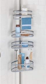 img 3 attached to 🛁 York Metal Wire Tension Rod Corner Shower Caddy by iDesign - Adjustable 5'-9' Pole with Baskets for Shampoo, Conditioner, Soap - Featuring Hooks for Razors, Towels - Silver