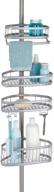 🛁 york metal wire tension rod corner shower caddy by idesign - adjustable 5'-9' pole with baskets for shampoo, conditioner, soap - featuring hooks for razors, towels - silver logo