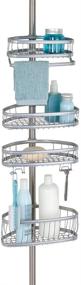 img 4 attached to 🛁 York Metal Wire Tension Rod Corner Shower Caddy by iDesign - Adjustable 5'-9' Pole with Baskets for Shampoo, Conditioner, Soap - Featuring Hooks for Razors, Towels - Silver