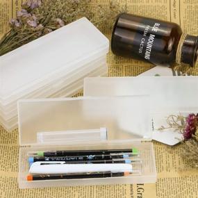 img 1 attached to 📎 Kuqqi Clear Plastic Pencil Case: 6 Pieces with Hinged Lid & Snap Closure for Office Supplies Storage