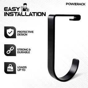 img 3 attached to 🔧 POWERACK Garage Hooks for Ceiling - Pack of 4, Heavy-Duty Alloy Steel Bicycle Hooks, Flat Garage Rack Hooks, Easy Installation Bike Hangers for Garage Ceiling - Sleek Black Powder Finish, Each Hook Supports 50 lbs