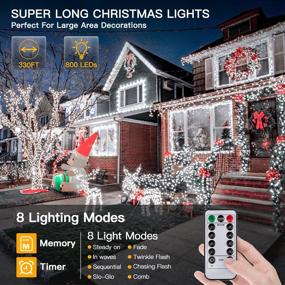 img 3 attached to 🎄 Ollny Christmas Lights Outdoor 800LED/330FT - Super Long String Lights, Waterproof Fairy Twinkle Light with 8 Modes & Timer Remote, Plug in for Bedroom, Indoor Xmas Tree, Holiday Party, House Decorations - White
