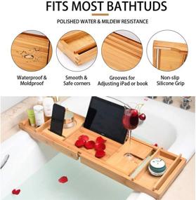 img 1 attached to GUIFIER Bamboo Bathtub Expandable Holder，Bonus
