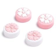 leyusmart 2020 upgraded sakura flower nintendo switch & lite thumb grip caps, cute joystick cap, silicone analog stick cover skin for joy-con (pink & white) logo