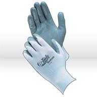 maxifoam premium 34-800 gray/white medium nylon work gloves - en 388 level 1 cut resistance - nitrile palm & fingers coating - 8.7 inch length - 34-800/m [price per dozen] - pip logo