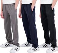 boys' tricot open bottom fleece-lined sweatpants with pockets - real essentials 3 pack логотип