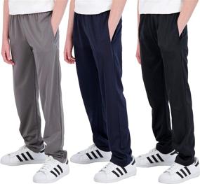 img 4 attached to Boys' Tricot Open Bottom Fleece-Lined Sweatpants with Pockets - Real Essentials 3 Pack