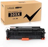 🖨️ v4ink remanufactured toner cartridge replacement for hp 305x 305a ce410x ce410a - high yield black ink for hp pro 400 mfp m475dn m475dw m451nw m451dn m451dw pro 300 m375nw m351 printer logo