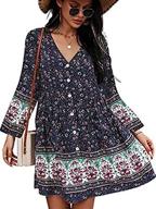 🌸 stylish temofon women's bohemian summer dress: floral v neck short sleeve with pockets logo