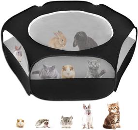 img 4 attached to 🏞️ Outdoor Small Animal Playpen Tent with Zippered Cover - Waterproof Breathable Pet Pen for Guinea Pig, Kitten, Ferret, Bunny, Hamster, Chinchilla, Gerbil, Squirrel, Bearded Dragon - Foldable Yard Fence