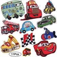 adorable 11-piece kids car iron on patches: decorative vehicle embroidered stickers for repairing,personalizing hats, jackets, bags, and more! logo