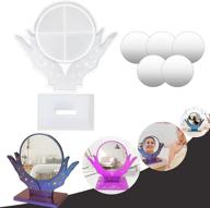 diy mirror resin mold: round 4 inch shatterproof mirrors, silicone picture frame mold and hand-shaped makeup mirror molds for tabletop décor and cosmetic mirror photo frame. logo
