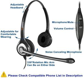 img 1 attached to Wantek 2.5mm Jack Telephone Headset - Noise Cancelling Microphone, Volume Mute Controls - 🎧 Wired Office Phone Headset for Panasonic AT&T RCA Vtech Polycom Cisco Uniden Cordless Dect Phones (C602P1)