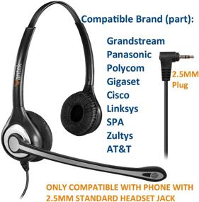 img 3 attached to Wantek 2.5mm Jack Telephone Headset - Noise Cancelling Microphone, Volume Mute Controls - 🎧 Wired Office Phone Headset for Panasonic AT&T RCA Vtech Polycom Cisco Uniden Cordless Dect Phones (C602P1)