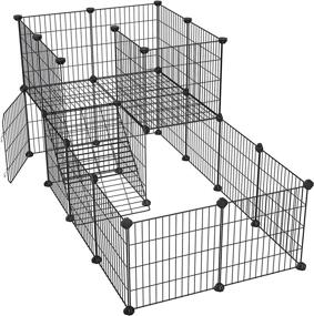 img 4 attached to 🐹 SONGMICS Pet Playpen: Guinea Pig Metal Mesh Cage, Indoor Rabbit Fence with Door - 56.3 x 28.7 x 28 Inches, Black ULPI06H