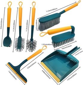 img 3 attached to 🧹 IZSOHHOME 7-in-1 Kitchen Brush Set with 6 Hooks - Mini Broom, Dustpan, Dish Brush, Bottle Brush, Squeegee, Desktop Broom - Efficient Kitchen Cleaning, Tableware Surface Protection