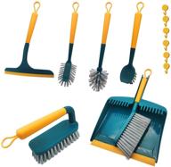 🧹 izsohhome 7-in-1 kitchen brush set with 6 hooks - mini broom, dustpan, dish brush, bottle brush, squeegee, desktop broom - efficient kitchen cleaning, tableware surface protection logo