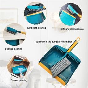 img 2 attached to 🧹 IZSOHHOME 7-in-1 Kitchen Brush Set with 6 Hooks - Mini Broom, Dustpan, Dish Brush, Bottle Brush, Squeegee, Desktop Broom - Efficient Kitchen Cleaning, Tableware Surface Protection