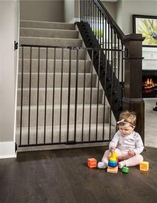 img 2 attached to 🚧 Regalo 2-in-1 Extra Tall Easy Swing Stairway and Hallway Walk Through Baby Gate: Premium Safety Solution in Black