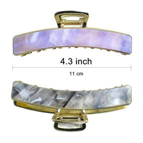 img 3 attached to 📎 Introducing New Large Metal Hair Claw Clips: Big Nonslip Gold Hair Clamps for Strong Hold, Perfect Styling Accessory for Women with Thinner and Thick Hair - Fashion Hair Accessories in Gray Purple