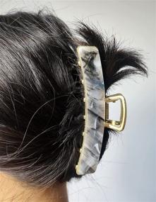 img 1 attached to 📎 Introducing New Large Metal Hair Claw Clips: Big Nonslip Gold Hair Clamps for Strong Hold, Perfect Styling Accessory for Women with Thinner and Thick Hair - Fashion Hair Accessories in Gray Purple