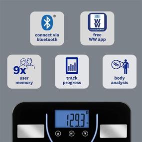 img 2 attached to 📊 Туалетные весы Conair Bluetooth Body Analysis: WW Scales для жира в организме, воды, мышц, плотности костей и ИМТ, 9 пользовательских профилей, 400 фунтов емкость.