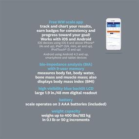 img 1 attached to 📊 Туалетные весы Conair Bluetooth Body Analysis: WW Scales для жира в организме, воды, мышц, плотности костей и ИМТ, 9 пользовательских профилей, 400 фунтов емкость.