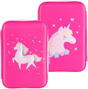 img 4 attached to Gooji Unicorn Pencil Case for Girls (Hard Top): Magical 3D Creature, Compact & Portable Storage Box, Bright Colored - Ideal for Home, Classroom, Art Use - Kids Age 3+ (Pink)
