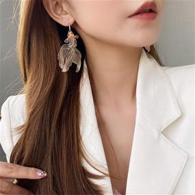 img 2 attached to 💎 DAMLENG Asymmetric Lightweight Statement Earrings for Girls' Jewelry