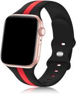 📱 apple watch дизайнерский спортивный ремешок, совместимый с ремешками iwatch для мужчин и женщин, мягкий силиконовый ремешок, серия 7/6/5/4/3/2/1/se [черно-красный, 38мм 40мм 41мм] логотип