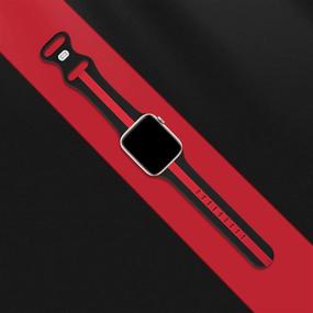 img 2 attached to 📱 Apple Watch Дизайнерский Спортивный Ремешок, Совместимый с Ремешками iWatch для Мужчин и Женщин, Мягкий Силиконовый Ремешок, Серия 7/6/5/4/3/2/1/SE [Черно-красный, 38мм 40мм 41мм]