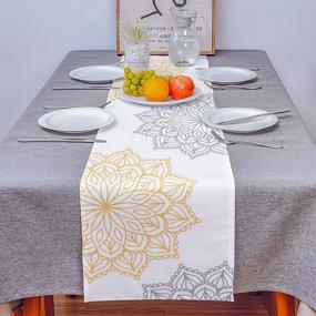 img 2 attached to 🍽️ Elegant Vintage Non Slip Rectangle Tablecloth (13x70 Inch) - Timeless Style for Your Table