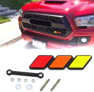 🚚 haitzu trd grille emblem badge: perfect fit for toyota 4runner, tacoma, tundra & more! enhance your truck's style with decorative accessories in multiple vibrant colors - yellow, orange, and red! logo