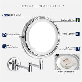 img 1 attached to 🔍 Enhance Your Makeup Routine with FIRMLOC's Wall Mounted LED Magnifying Mirror 5X - 8" Double-Sided Lighted Vanity Mirror with Swivel and Extendable Feature