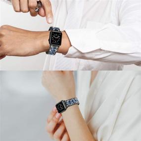 img 1 attached to 🌟 Moolia Metal Apple Watch Band 38mm 40mm Women, Rhinestone Resin Wristband Bling Diamond Bracelet Replacement, Совместимость с iWatch Series 6 5 4 3 2 1 SE, черный и темно-синий