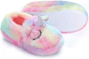 img 4 attached to Dream Bridge Toddler Kids Plush Slippers: Cozy Cartoon Non-Slip Winter Shoes for Boys and Girls