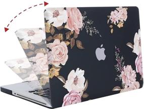 img 1 attached to 🖥️ MOSISO MacBook Pro 13 inch Case A1278 - Plastic Peony Hard Shell Case & Keyboard Cover Skin & Screen Protector, Black (2012-2008 Model)