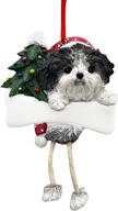 🎄 hand-painted shih tzu christmas ornament with adorable dangling legs - easily personalized for a unique holiday decor logo