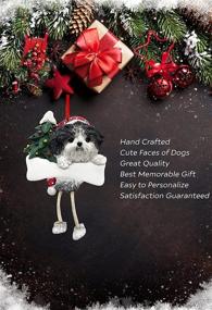 img 3 attached to 🎄 Hand-Painted Shih Tzu Christmas Ornament with Adorable Dangling Legs - Easily Personalized for a Unique Holiday Decor