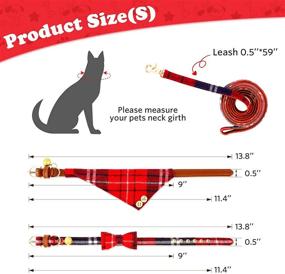 img 3 attached to 🐶 Bow Tie Dog Collar and Leather Leash Set in Plaid - Adjustable Bandana and Collars with Bell for Small Dogs, Puppies, and Cats - Ideal for Outdoor Walking - 3 PCS