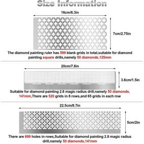 img 3 attached to 🎨 Набор из 3-х стальных линеек для бриллиантовой живописи с 599, 520 и 699 пустыми сетками - включает 2 инструмента для фиксации бриллиантовой живописи - Набор для творчества "Бриллиантовая живопись" DIY 5D