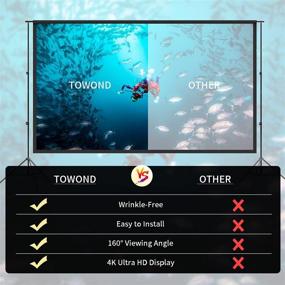 img 3 attached to 🎬 Towond 120 inch Projector Screen with Stand: Portable 16:9 4K HD Indoor Outdoor Cinema Screen with Carry Bag – Perfect for Home Theater & Backyard