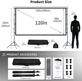 img 2 attached to 🎬 Towond 120 inch Projector Screen with Stand: Portable 16:9 4K HD Indoor Outdoor Cinema Screen with Carry Bag – Perfect for Home Theater & Backyard