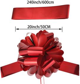 img 1 attached to 🎀 Glossy Red Car Bow Pull Bow with 20 ft Car Ribbon - Perfect for Car Decor, Wedding & Celebrations!