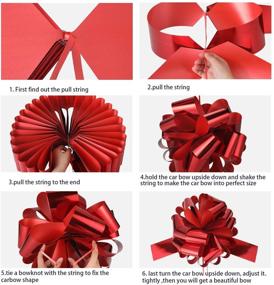 img 2 attached to 🎀 Glossy Red Car Bow Pull Bow with 20 ft Car Ribbon - Perfect for Car Decor, Wedding & Celebrations!