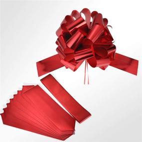 img 3 attached to 🎀 Glossy Red Car Bow Pull Bow with 20 ft Car Ribbon - Perfect for Car Decor, Wedding & Celebrations!