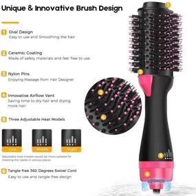 img 3 attached to 🔥 Стилизатор и объемизатор волос 3 в 1 One-Step Hair Dryer and Styler Volumizer: Vkbuou горячая щетка для волос, выпрямитель и завивальщик – все для идеального стайлинга с применением отрицательной ионной технологии для коротких, длинных, тонких и густых волос.