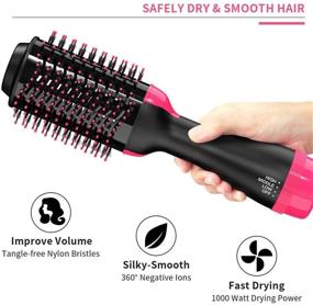 img 2 attached to 🔥 Стилизатор и объемизатор волос 3 в 1 One-Step Hair Dryer and Styler Volumizer: Vkbuou горячая щетка для волос, выпрямитель и завивальщик – все для идеального стайлинга с применением отрицательной ионной технологии для коротких, длинных, тонких и густых волос.