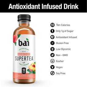 img 2 attached to Bai Iced Tea, Narino Peach: Antioxidant Infused Supertea, Crafted with Real Black Tea and White Tea, 18 Fluid Ounce Bottles, Pack of 12